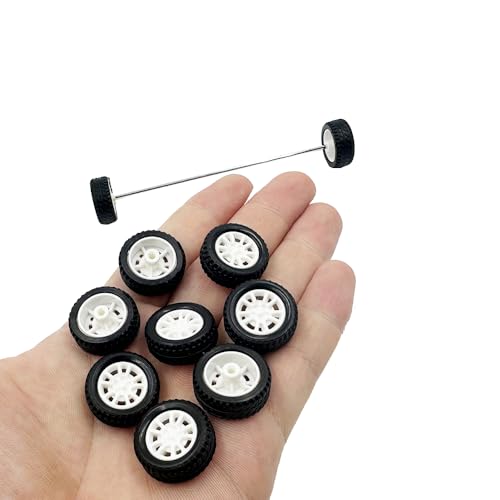 10PCS Small Toy Car Wheels 20mm Rubber Tire with 5PCS Shaft Round Axles for for DIY Model Toy RC Car Accessories (2X20MM) - style: 2X20MM