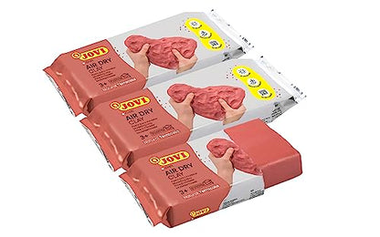 Jovi - Air Dry Clay, 3 x 1.1 lb, Terracotta Color, Total of 3.3 lb - color: Terracotta