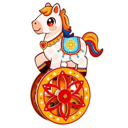 Horse Model Assembly Self-Rocking Base Brain Game - color: Orange