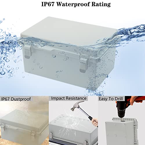 Zulkit Junction Box ABS Plastic Dustproof Waterproof IP67 Electrical Boxes Hinged Shell Outdoor Universal Project Enclosure Grey, Stainless Steel Buckles 11.4 x7.5 x 5.5 Inch - size: 11.4"x7.5"x5.5" GC k