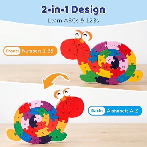 LovesTown Wooden Snail Jigsaw Puzzle, Double Sided - size: Medium, style: Snail