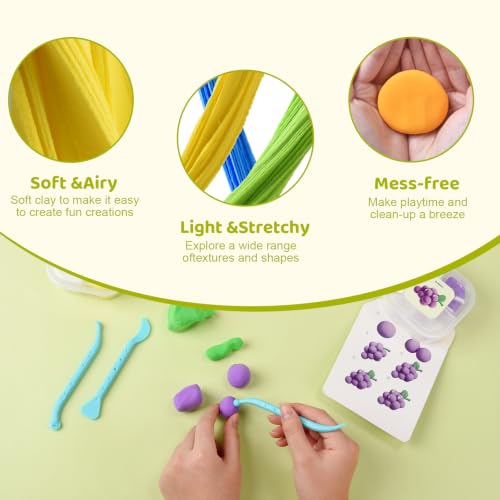 Both idea Air Dry Clay Kit with 12 Fruit Projects – Modeling Clay with Sculpting Tools, Step-by-Step Guide, DIY Arts and Crafts Set for Boys and Girls, Classroom Birthday Party Activity Family - style: Nutrition Planet