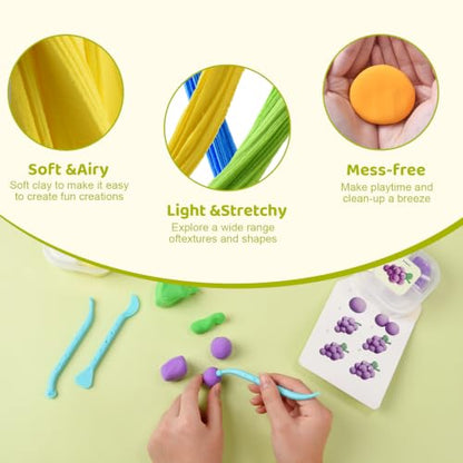 Both idea Air Dry Clay Kit with 12 Fruit Projects – Modeling Clay with Sculpting Tools, Step-by-Step Guide, DIY Arts and Crafts Set for Boys and Girls, Classroom Birthday Party Activity Family - style: Nutrition Planet