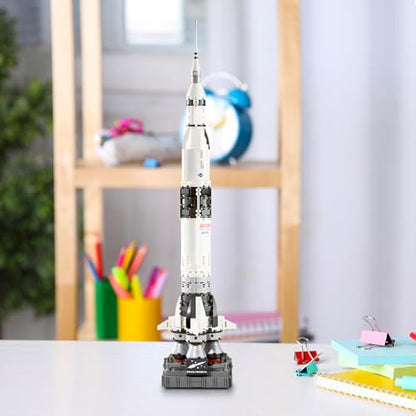 Saturn V Space Rocket and Vehicles Building Blocks Set,613 Precision Space Shuttle Building Block Toys Gifts for Adults - style: space rocket