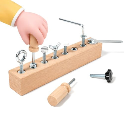 Mosstessori Screwdriver Set,Wooden Nuts and Bolts Toy for Kids Ages 3-5