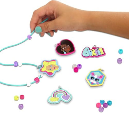 Tara Toys Barbie Necklace Activity Set – 160-Piece DIY Jewelry & Bead Kit with 5 Silicone Necklaces, 150+ Beads & Character Charms, Creative Craft Toy for Kids Ages 3+