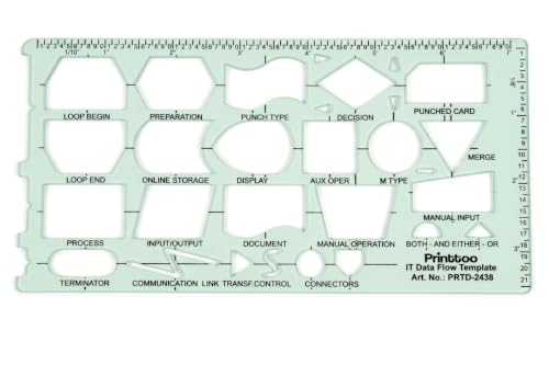 Printtoo IT Data Flow Template, Flowchart Drafting Stencil for Students - color: Series -PRTD-2438A
