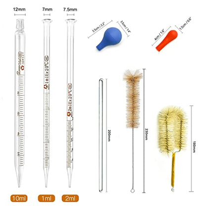 Glass Beakers Cylinder Pipettes Lab Glassware Set 18 Pieces