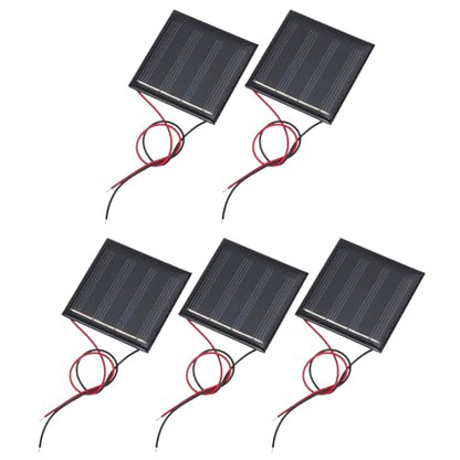 MECCANIXITY 5 Pcs 2V 0.32W 160mA Mini Solar Panels, Small Polycrystalline Solar Cell Panel with 2 Cable for DIY Electric Toy Materials Kits Charger, 50mm x 50mm - style: 2V 0.32W 160mA