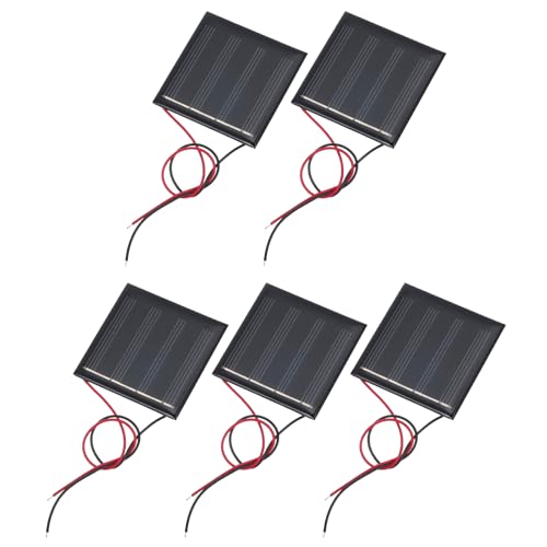 MECCANIXITY 5 Pcs 2V 0.32W 160mA Mini Solar Panels, Small Polycrystalline Solar Cell Panel with 2 Cable for DIY Electric Toy Materials Kits Charger, 50mm x 50mm - style: 2V 0.32W 160mA