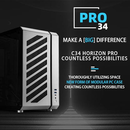 Mechanic Master C34Pro Portable Compact ATX/E-ATX Gaming PC Case Silver - color: Silver