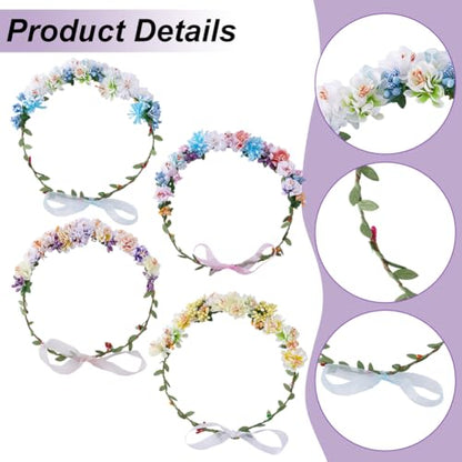 Make Your Own Flower Crown Crafting Kit, Plum Blossom Series Flower Crown Kit, Can Make 16 Sets Wreath Headband and Bracelet Craft Kit, DIY Floral Crown Creative Gifts for Princess
