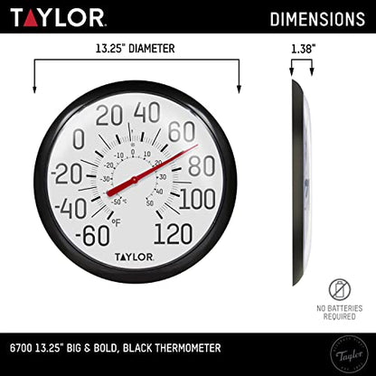 Taylor Precision Products 6700 Big & Bold Dial Thermometer, 13.25", Black - color: Black, size: 13.25 inches (Pack of 1)