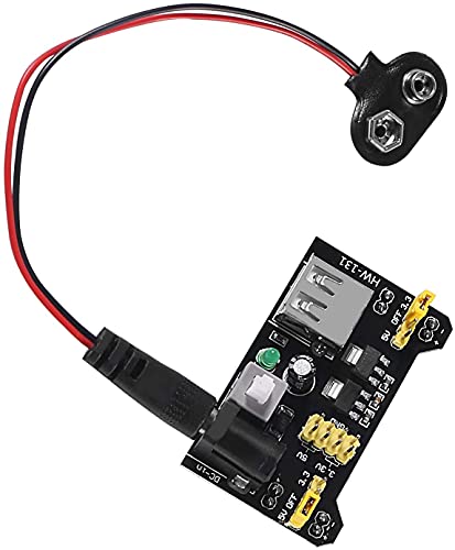 3.3V 5V MB102 Solderless Breadboard Power Supply Module with 9V Battery Clip Power Cable 2.1x 5.5mm Male DC Jack Plug for Arduino (Pack of 8) - size: 8 Set
