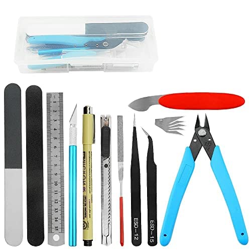 12Pcs Modeler Basic Tools Craft Set Gundam Model Tools Kit Hobby Building Tool Kit for Model Assemble Building Repairing and Fixing DIY Craft Kit