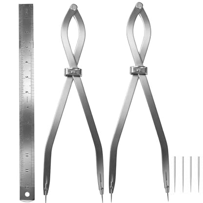 Radius Divider Tool with Bonus Stainless Steel Ruler (12in，2pcs) - size: 12 in(2pcs)