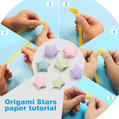 FoDau770 Solid Color Star Paper Strips - 1080 Sheet, Morandi Colour - color: Solid Morandi Colour