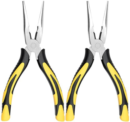 Long Needle Nose Pliers-8’’Soft Grip with Wire Cutter for Home,2pcs - size: Two-8in