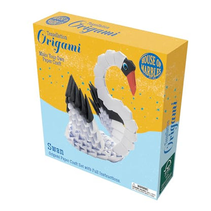 House of Marbles 3D Origami Swan Craft Kit, 25-Piece FSC-Certified Paper Folding Set with Step-by-Step Instructions, Creative Display Project for Kids and Adults