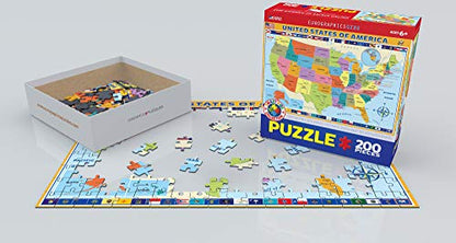EuroGraphics Map of the United States of America Jigsaw Puzzle (200-Piece) - size: 200 Piece Puzzle, style: EuroGraphics Map of the United States of America Jigsaw Puzzle (200-Piece)