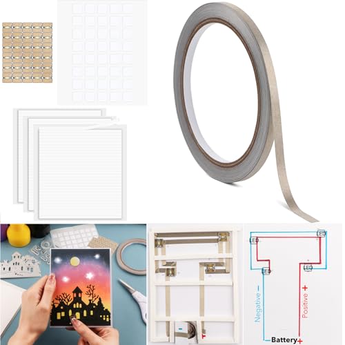 White LED Circuit Stickers and Conductive Fabric Tape,Light Craft Kit Mini Starter Kit for Crafts,30PCS/Set White LED Lights,10M Conductive Fabric Tape and 93 Strips Adhesive Tapes for Crafts Projects - color: 30 LED Lights