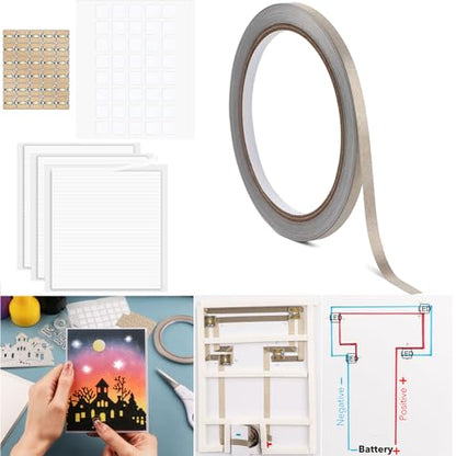 White LED Circuit Stickers and Conductive Fabric Tape,Light Craft Kit Mini Starter Kit for Crafts,30PCS/Set White LED Lights,10M Conductive Fabric Tape and 93 Strips Adhesive Tapes for Crafts Projects - color: 30 LED Lights