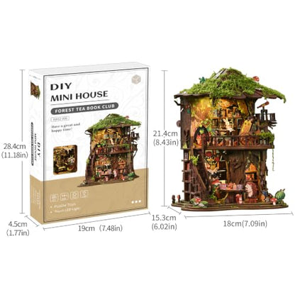 Music Park Book Nook for Adults, 3D Wooden Puzzle Forest Treehouse with LED - color: Forest Treehouse