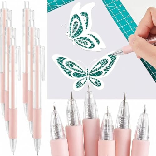 6 Pieces Art Cutting Tools Knife Pen Craft Paper Cutter Pen Carving Tools for DIY Kit Scrapbooking Drawing and Crafting Utility Precision Paper Cutting Tool (Pink) - color: Pink