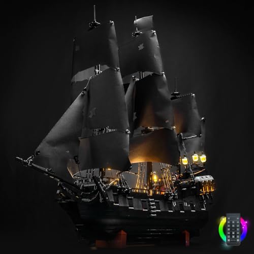 Upgraded Led Light Kit Compatible with Lego Captain Jack Sparrow's Pirate Ship Building Set, RC Version Compatible with Lego 10365 (Model Not Included) - style: Remote Version