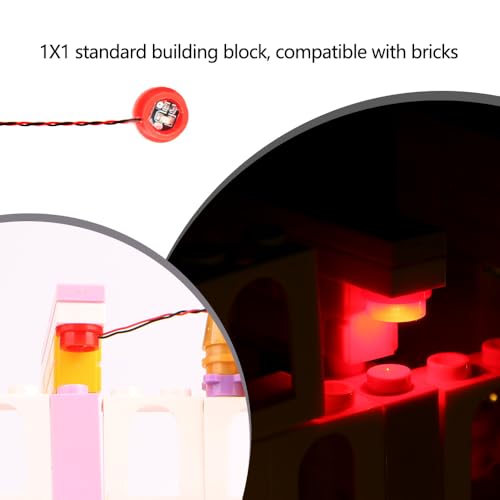 14PCS Building LED Lights 1X1 Circular Dot Compatible with LEGO(Red) - color: Red