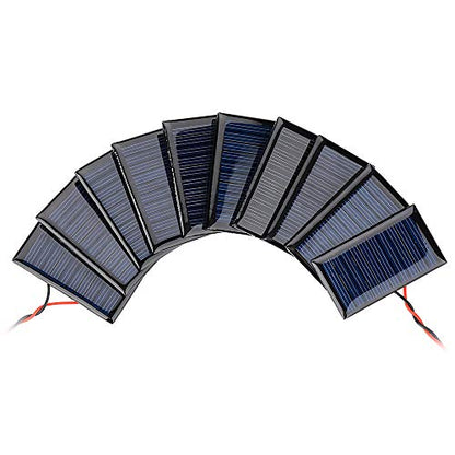 10Pcs 5V 30mA Mini Solar Panels for Mini Solar Cells DIY Electric Toy Materials Photovoltaic Cells Solar DIY System Kits 2.08"x1.18"(5V 30mA 53mmx30mm)