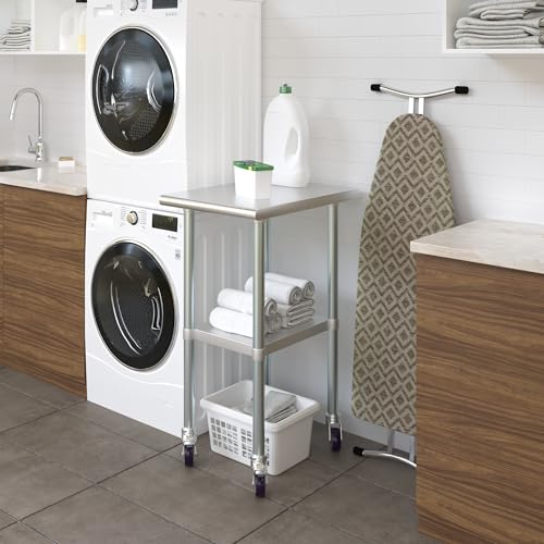 AmGood 24 in. x 18 in. Stainless Steel Work Table with Wheels | Metal Kitchen Food Prep Table | NSF - size: 18 in. Long x 24 in. Deep with Wheels