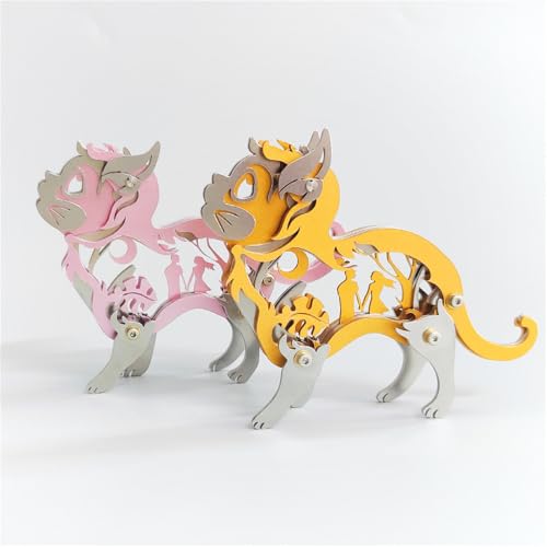 Dream Cat 3D Metal Puzzle, Pink, 37 Pieces - color: Dream Cat Pink