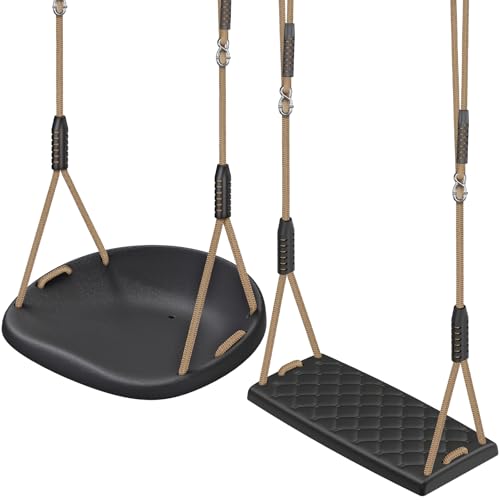 SELEWARE Heavy Duty Swing Seat for Kids Adults with Adjustable Ropes - color: Black2 Swing Seat, 2 Pack