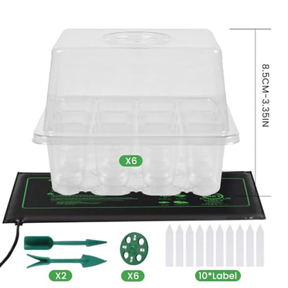 Adawook Clear Seed Starter Trays with Grow Lights & Heat Mat, 72 Cells Seed Starter Kit, 3 Lighting Mode, 4 Timing, Germination Kit with Humidity Control Domes, Gardening Gifts Plant Grow Kit - color: White