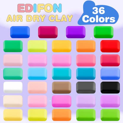 EDIFON Air Dry Clay, 36 Colors Foam Magic Modeling Clay for Kids DIY Crafts - color: 36 colors