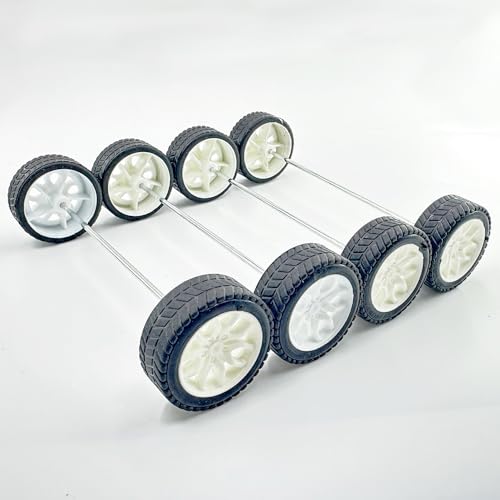 10PCS Toy Car Wheels 32mm Rubber Tire with 5PCS Shaft Round Axles for for DIY Model Toy RC Car Accessories Parts (2X32MM) - style: 2X32MM