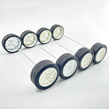 10PCS Toy Car Wheels 32mm Rubber Tire with 5PCS Shaft Round Axles for for DIY Model Toy RC Car Accessories Parts (2X32MM) - style: 2X32MM