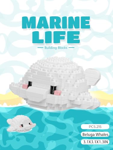 Beluga Whales Cute Sea Animals Creature Building Toy Marine Life - style: Beluga Whales
