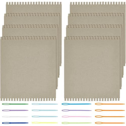 FINGERINSPIRE Cardboard Weaving Looms Kit Include 8pcs Wide Notch Weaving Looms 16pcs Large Eye Plastic Sewing Needle for Beginner Knitting Sewing Crochet Basket Jewelry Art Craft-11-4/5x9-4/5 - color: 24Pcs Kit