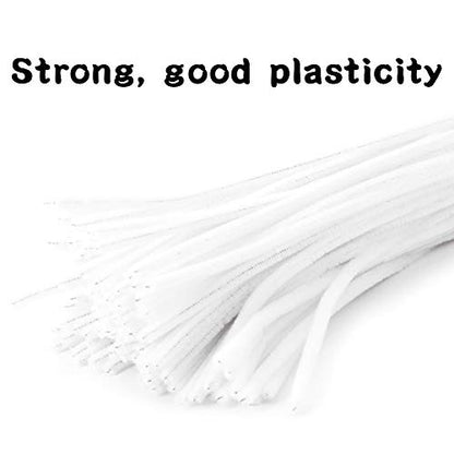 100 Pieces Pipe Cleaners Craft Chenille Stem White Pipe Cleaners - color: White