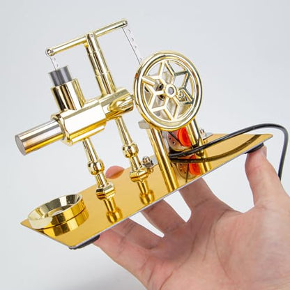 Hot Air Stirling Engine Motor Education Model Toy Electricity Power Generator LED Lights Kit Class Teaching Stirling Engine Kit for Adults Desktop Educational Physics Experiment Kit