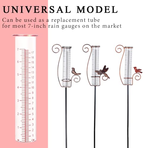 7'' Capacity Rain Gauge Replacement Tube Glass, 2 Pcs - color: Red-2 PCS