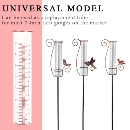 7'' Capacity Rain Gauge Replacement Tube Glass, 2 Pcs - color: Red-2 PCS