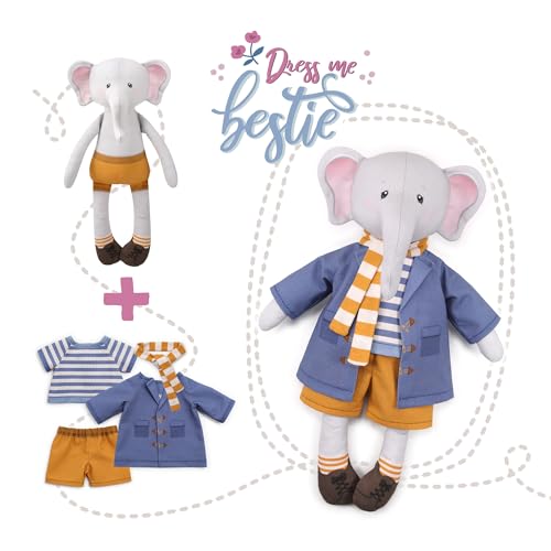 kullaloo Cut & Sew Fabric Panel – Elephant Doll Sewing Kit for Teens & Adults ✦ Intermediate DIY Plush Project with Clothes ✦ Dress Me Bestie Eddy - color: Dress Me Bestie Eddy Elephant