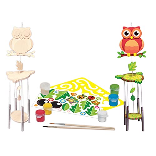 Works of Ahhh... Sloth Wind Chime Craft Kit - Classic Wood Paint Set for Kids, Includes Real Wood, Paints & Instructions - style: Sloth Wind Chime