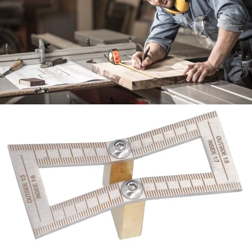 Marker with 1:5/1:6/1:7/1:8 Slopes - Brass and Stainless Steel Scribing Gauge for Woodworking Board Splicing and Right Angle Connections(With Scale) - size: With Scale