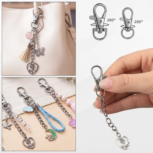 1130Pcs Keychain Making Kit, Jump Rings & Clasps Set, Black - color: Black