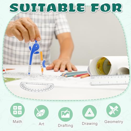 72 Pack Math Compass & Protractor Geometry Math Plastic Ruler Set - style: 72 Pack