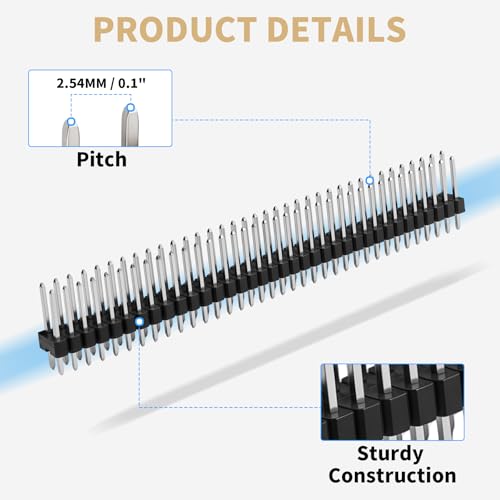 2x40 Pin Header Strip, 11mm, Dual Male Header Pins Connector - size: 11mm Single Row Plastic
